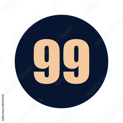 a number 99 on a blue background icon vector design