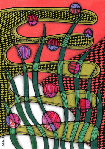 Bilde på lerret The illustration is a complex, ornamental variation of biomorphic abstraction, where natural forms are intertwined with the mathematical rigor of patterns