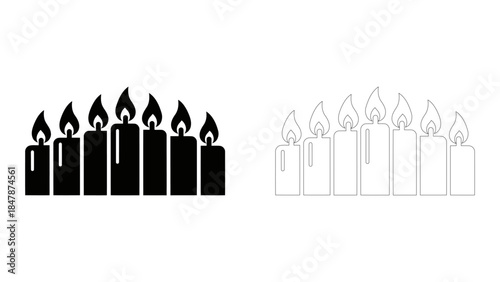 Row of lit candles symbolizing illumination and celebration