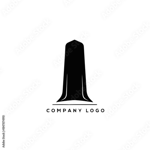 Minimalist black cape logo design on a white background.