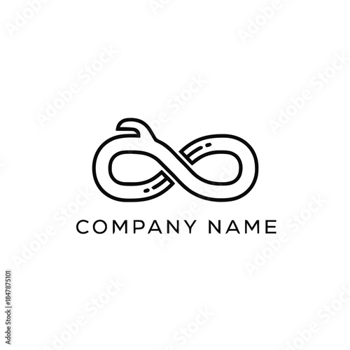Minimalist infinity symbol with a snake head design.