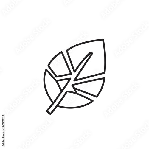 Minimalist Line Art Leaf Icon Representing Nature and Environment.