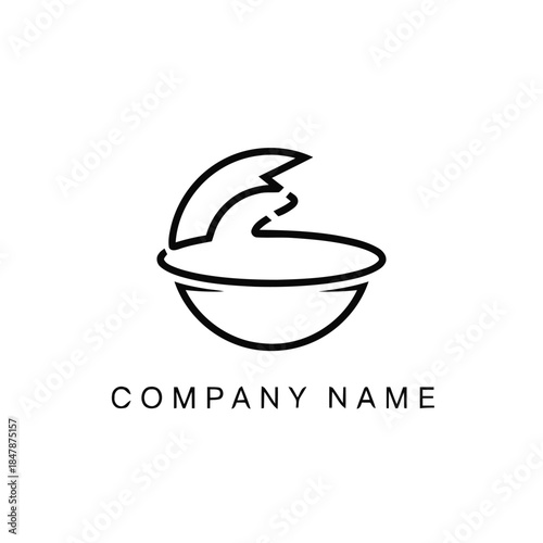 Minimalist Line Art Logo Design Featuring a Bowl with a Wave Element.