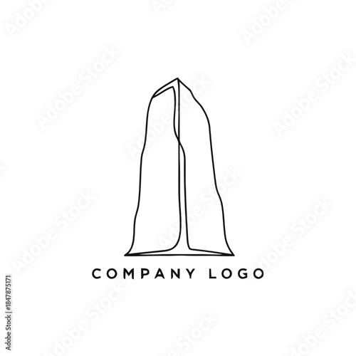 Minimalist Line Art Logo Design Featuring an Abstract Mountain or Building Shape.
