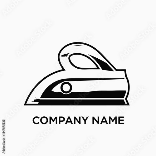 Sleek black and white illustration of a modern electric iron, perfect for laundry and garment care.