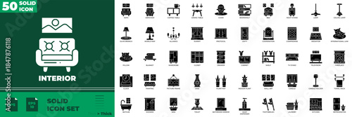 Interior Solid Editable Icons set