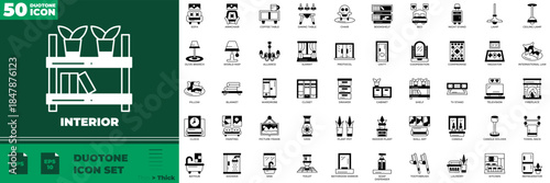 Interior Duotone Editable Icons set