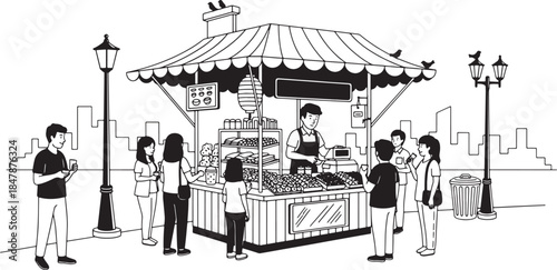 Street Food Vendor at Night Market