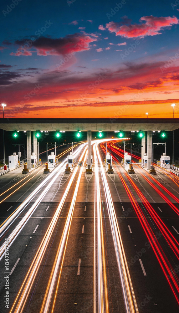 custom made wallpaper toronto digitalMesmerizing blue-hour long-exposure highway toll plaza with light trails
