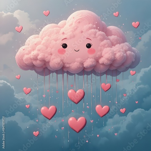heart shaped balloons in the sky