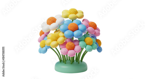 Colorful Balloon Flowers for Kids Party Decor, Birthday Celebration, Spring Joyful Playtime, Cheerful Nursery Art, Playful
