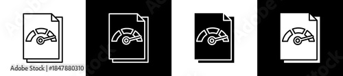Indicator icon set in line and glyph style on black and white background