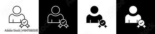 Customer Royalty icon set in line and glyph style on black and white background