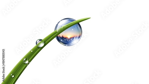 Single morning dew drop, early spring freshness