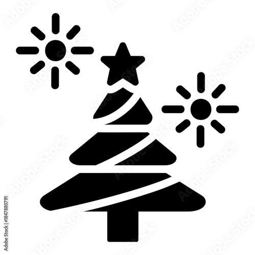 Firework christmas tree Solid icon