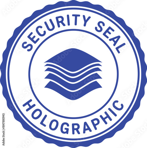 Blue Holographic Security Seal Badge Vector for Authenticity Verification