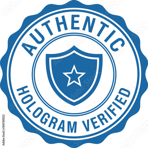 Blue Authentic Hologram Verified Badge Seal for Certification