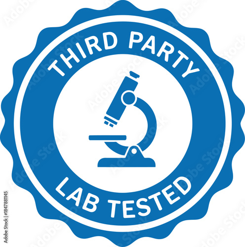 Third Party Lab Tested Certification Badge with Microscope Icon