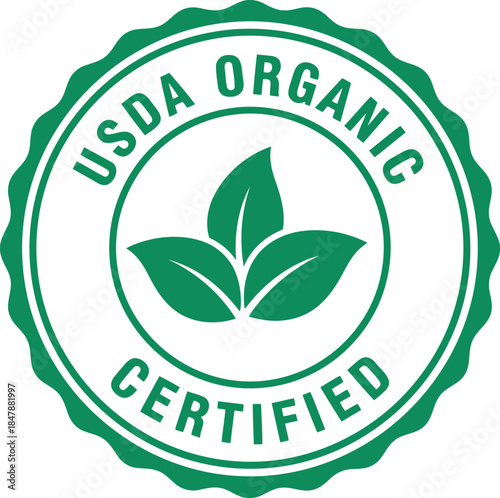 USDA Organic Certified Badge Vector for Food Packaging Labels