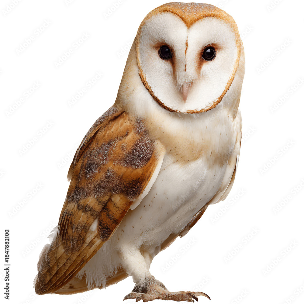 Fototapeta premium Owl Perched Quietly With Focused Gaze in Indoor Environment During Bright Lighting