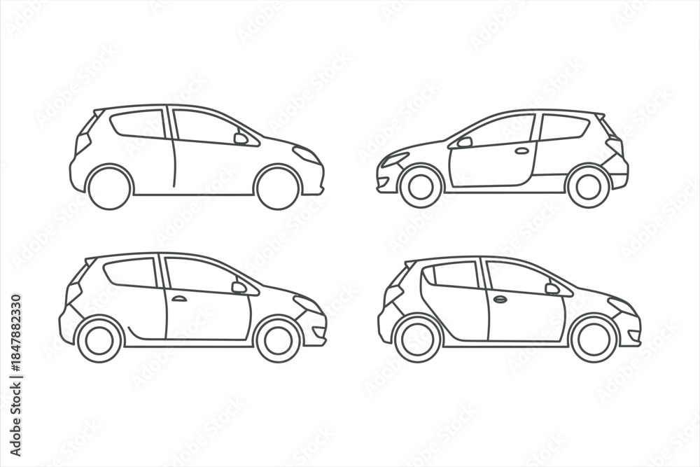Fototapeta premium Compact Car Icons Set