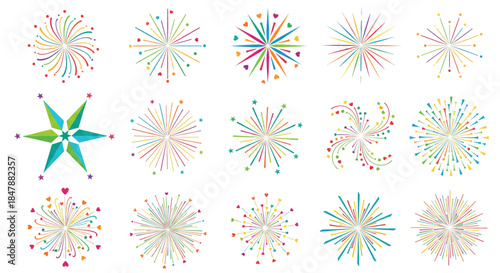 Explosion of Colorful Fireworks for Celebrations, Holidays, and Festive Event Designs