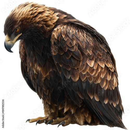Golden Eagle Sitting on the Ground in a Natural Setting During Daylight Hours