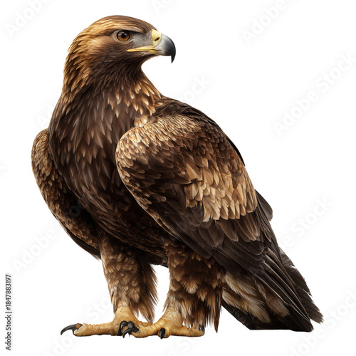 Golden Eagle Sitting on the Ground in a Natural Setting During Daylight Hours