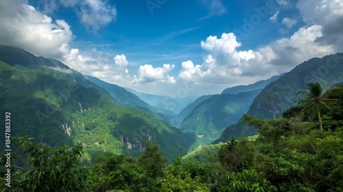 Mountain landscape with clouds