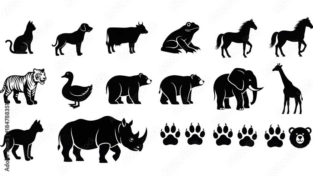 Fototapeta premium una colección de varios tipos de huellas de animales