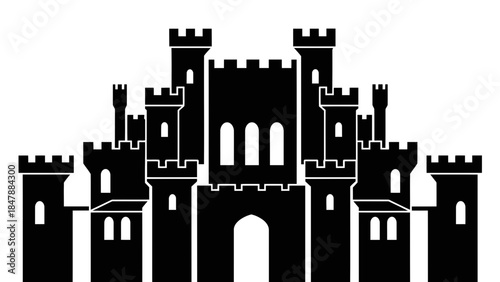 Historic Castle Fortress Silhouette Vector Art