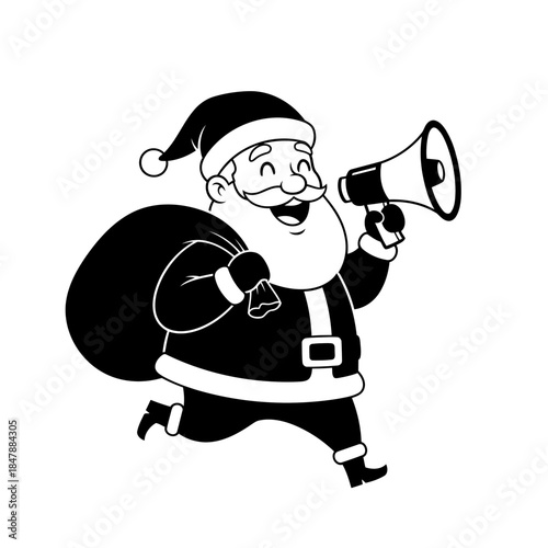 Jolly Santa Claus Announcing Holiday Cheer and Gifts