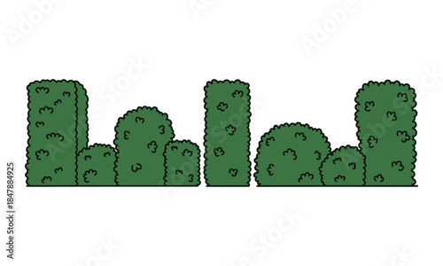 Illustrated bushes in a row