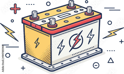 Bold Line Flat Design Supercapacitor Icon Vector