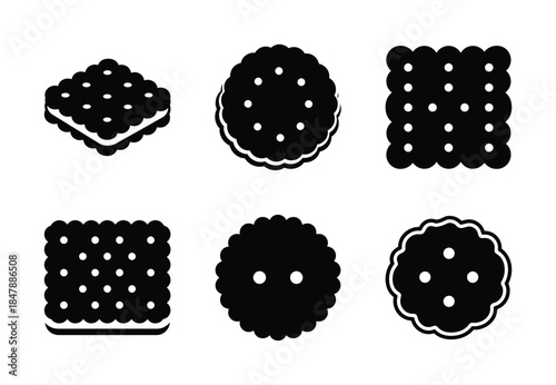 set of food biscuit silhouette icon vector illustration isolated on white background