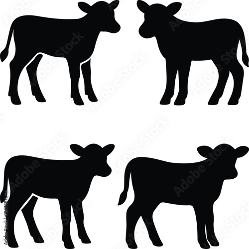 Cow and Calf Silhouette Farm Livestock Set