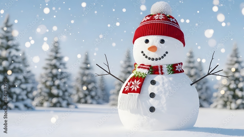 Fototapeta premium snowman in the snow