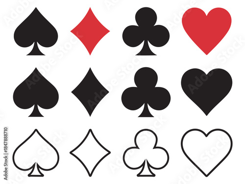 Suit deck of playing cards on white background. Vector illustration.