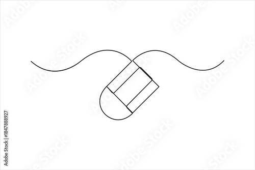 Rubber eraser continuous one line art drawing of design, Eraser line art minimalist outline vector illustration