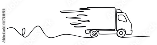 Express delivery truck in motion with speed lines and a flowing trail, perfect for logistics and shipping services promotion