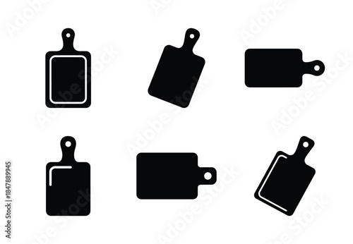 set of food cutting board silhouette icon vector illustration isolated on white background