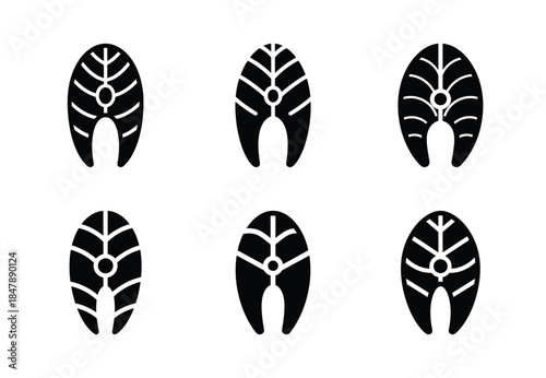 set of food fish fillet silhouette icon vector illustration isolated on white background