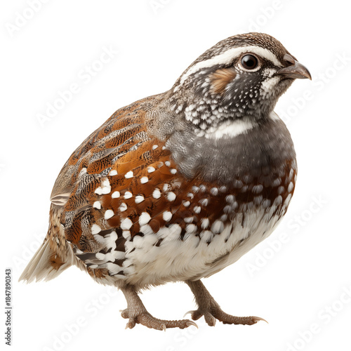 Bird Standing on a White Background With Detailed Feather Patterns and Distin...