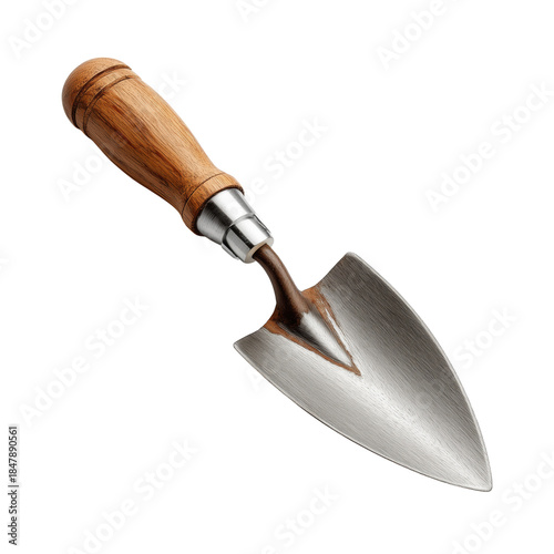 Garden Tool With Wooden Handle Rests on White Background for Use in Planting ...