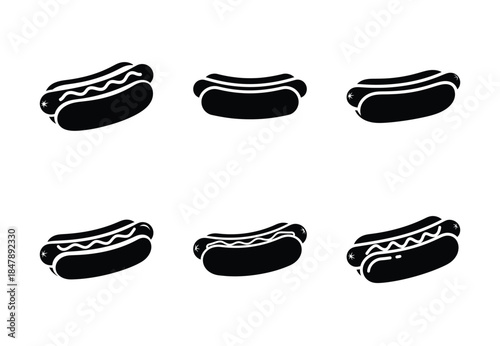 set of food hot dog silhouette icon vector illustration isolated on white background
