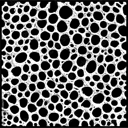 Abstract Grunge Black White Bubble Cell Pattern Texture Background