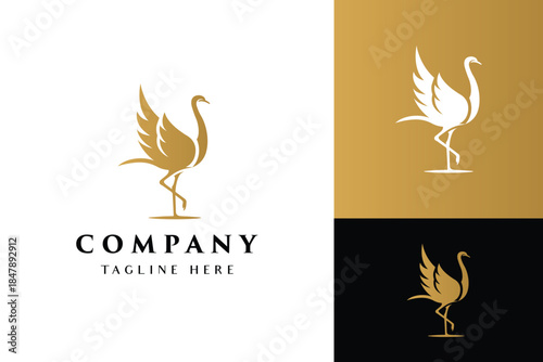 Graceful Heron Bird Logo for Travel and Hotel