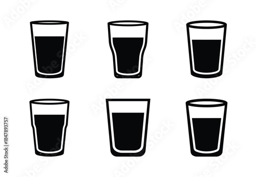 set of food juice glass silhouette icon vector illustration isolated on white background
