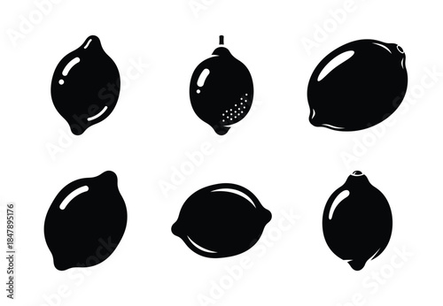 set of food lemon silhouette icon vector illustration isolated on white background