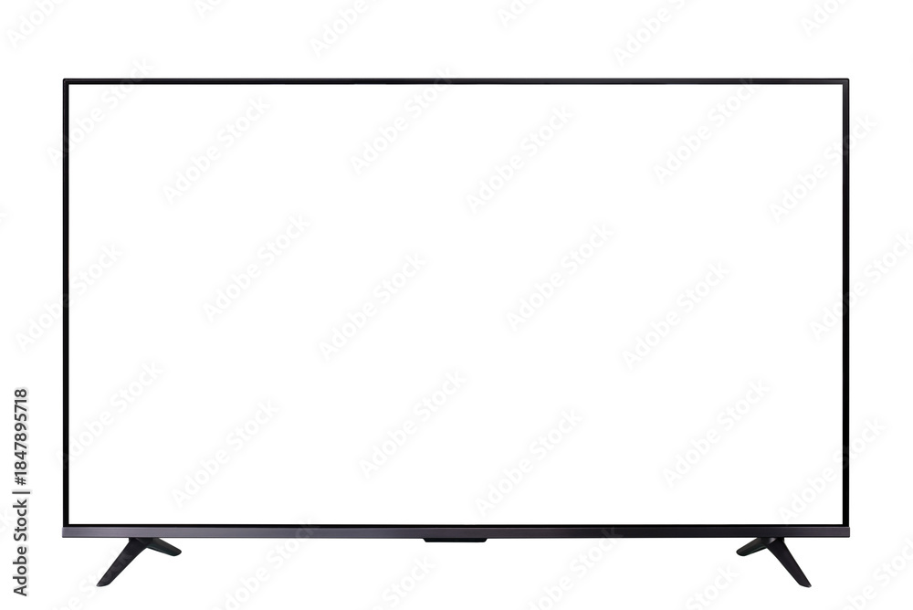 Naklejka premium Blank flat screen TV isolated on white background.